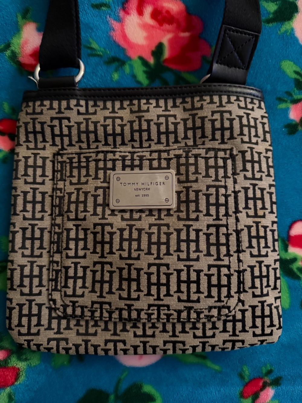 Tommy Hilfiger Beige Canvas Monogram Crossbody